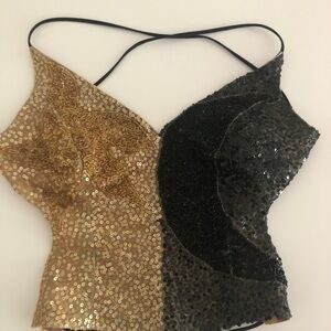 Franky Velucci Paris Gold and Black Sequin Women's Top